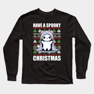 Have A Spooky Christmas Sweaters Cat Long Sleeve T-Shirt
